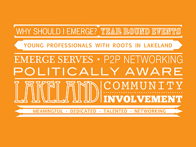 Emerge Lakeland Poster Design benefit community goodtype graphic design orange poster typography