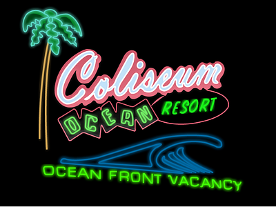 Doo Wop Vintage Neon Hotel Sign bright design graphic design hotel neon ocean resort sign vintage
