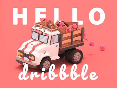Howdy Dribbble! 3d debut dribbble hello lowpoly truck