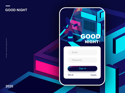 Good night illustration ui