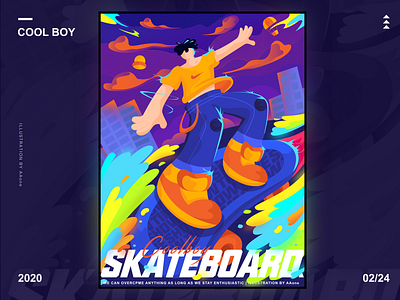 Skateboard design illustration poster