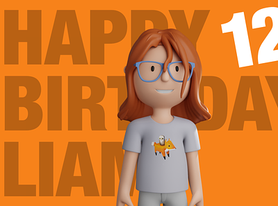 Happy Birthday Liam 3d blender character illustration