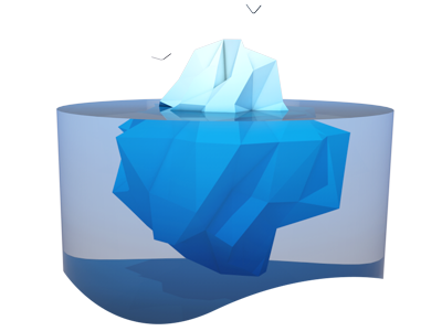 Tip of the Iceberg 3d illustration low poly