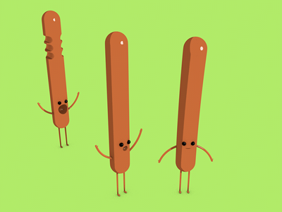 Hotdogs 3d character funny illustration
