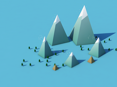 Alpine Mountains 3d c4d low poly mountains