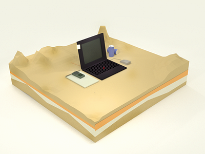 Desertlaptop 3d blender desert illustration laptop low poly