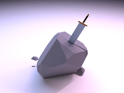 Sword In The Stone 3d blender illustration low poly
