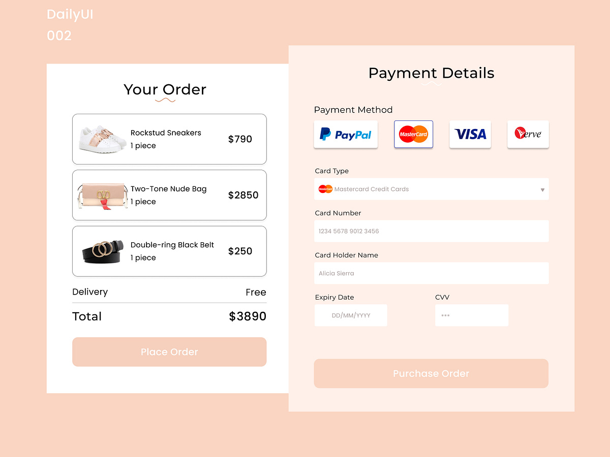 Credit card checkout page by Ogunnubi Zaynab Aderonke on Dribbble