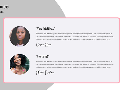 Testimonial challenge dailyui day939 design figma figmadesign productdesign testimonial ui ui design uiux