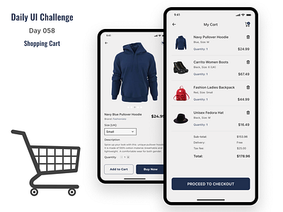 Shopping Cart app cart challenge dailyui day058 design figma figmadesign productdesign shopping ui uidesign uiux user ux