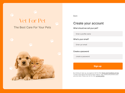 Vet for Pet Sign up page / Daily Ui 001 design login ui vector