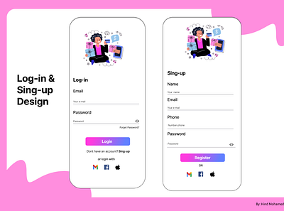 Log in Sign up screen design typography ui ux