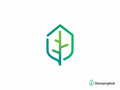 GlampingHub logo concept glamping leaf logo nature