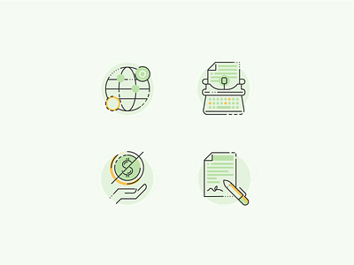 Four Icons glamping green icons ilustration pictogram