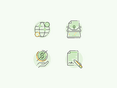 Four Icons glamping green icons ilustration pictogram
