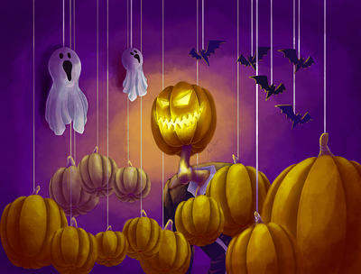 Who's Coming To Town fantasy halloween horror illustration spooky