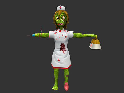 Zombie Nurse 3d model game handpaint texture