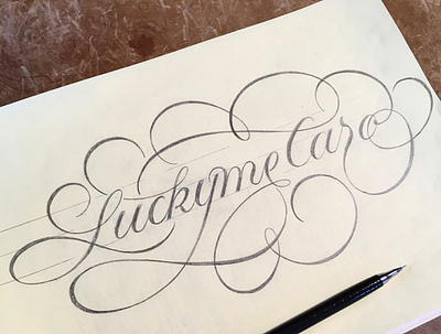 LuckyMeCaro flourishes lettering script sketch