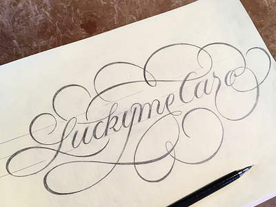 LuckyMeCaro flourishes lettering script sketch