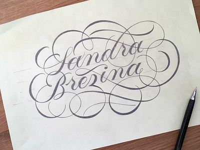 Sandra Brezina flourishes lettering script sketch