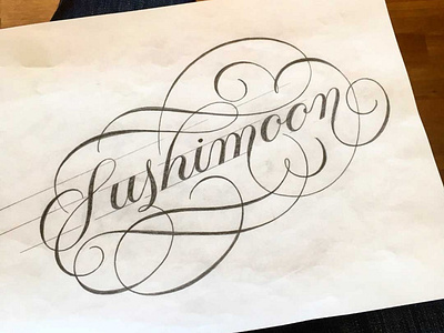 Sushimoon flourishes lettering script sketch