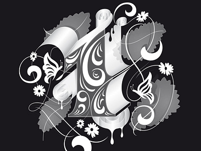 One flourishes illustration lettering