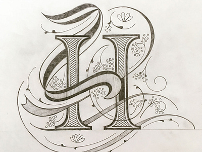 H flourishes illustration lettering