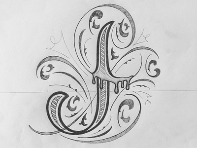 J flourishes illustration lettering