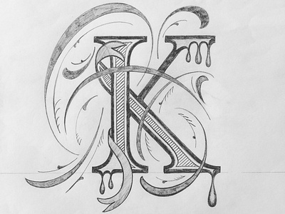 K flourishes illustration lettering