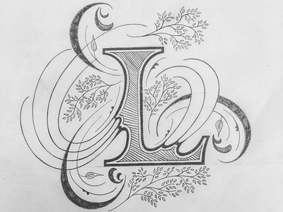 L flourishes illustration lettering