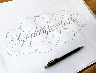 Gedankenkessel flourishes lettering script sketch