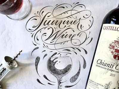 Summer Wine flourishes illustration lettering sketch