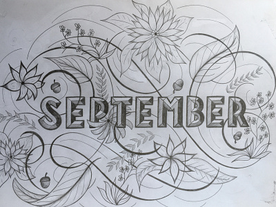 September flourishes illustration lettering