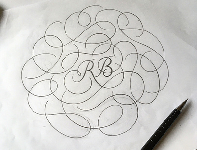 RB Monogram flourishes lettering logo