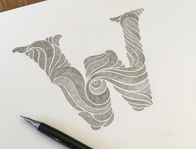 Letter W flourishes lettering