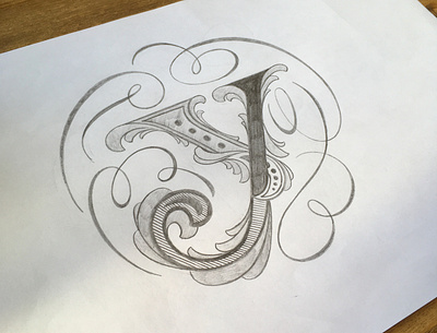 Y-Letter flourishes lettering sketch