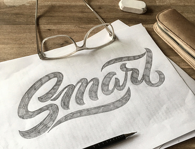 Smart, smarter, Smarties :) flourishes lettering script sketch