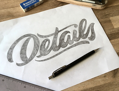 Details flourishes lettering script sketch