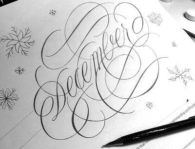 December flourishes illustration lettering sketch