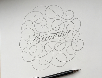 Beautiful flourishes lettering sketch