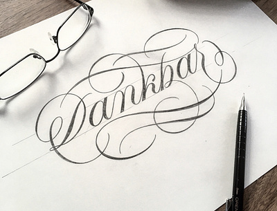 Dankbar - Thankful flourishes lettering sketch