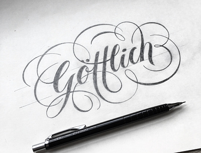 Göttlich flourishes lettering sketch