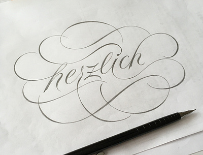 herzlich flourishes lettering sketch