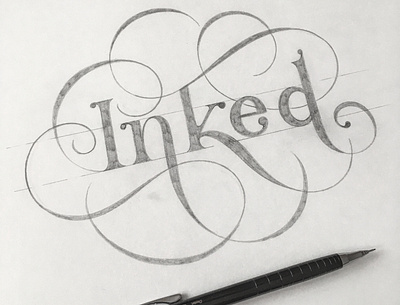 Inked flourishes lettering sketch