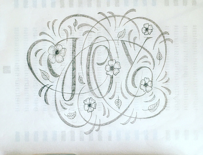 Joy flourishes lettering sketch