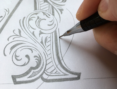 Detail flourishes lettering sketch