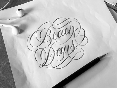 Beach Days flourishes lettering script sketch