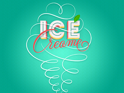Ice Cream(e) flourishes illustration lettering texture