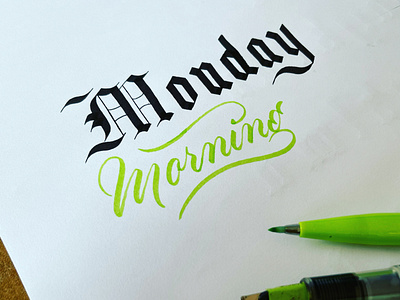 Monday morning brush lettering script