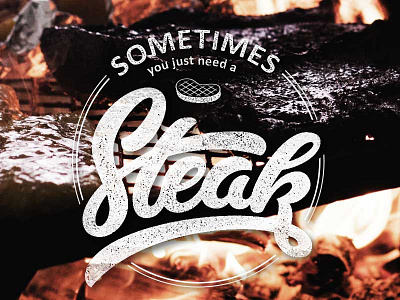 Steak foto lettering script texture